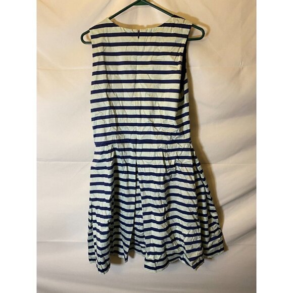 GAP WOMENS JUNIORS SIZE 10 FIT FLARE DRESS NAVY STRIPE KNEE LENGTH PARTY WEDDING - Picture 2 of 2